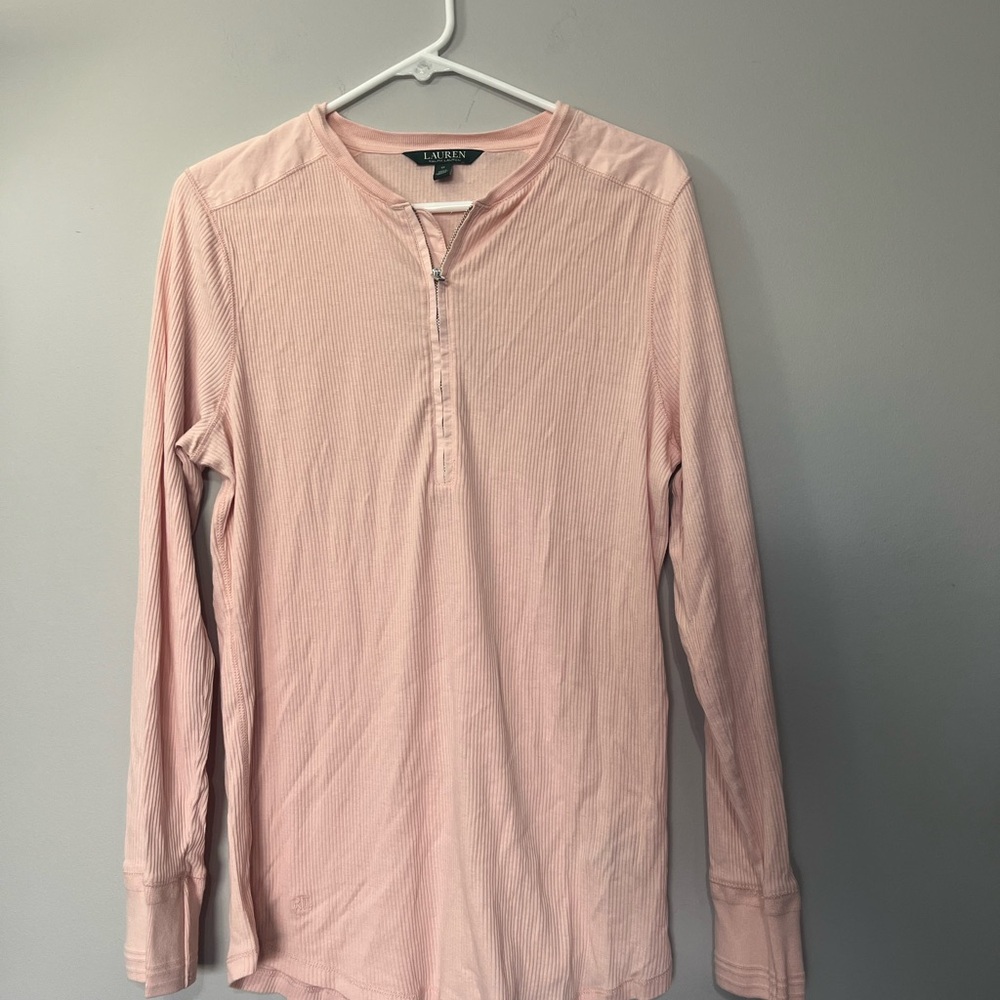 Pink Long Sleeve‎ Henley Shirt